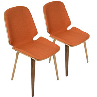 LumiSource CH-SER WL+O2 Serena Dining Chairs Walnut Wood in Orange